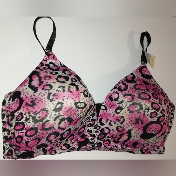 NWT~PLUS SIZE 40D Pretty Pink Cheetah Ocelot Wireless Bra. - Picture 10 of 10
